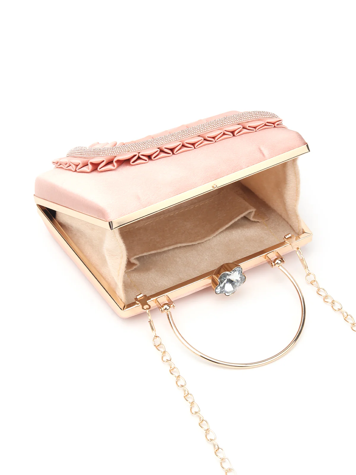 Odette Women Hi-Shine Ruched Detail Structured Clutch Bag - Image 6