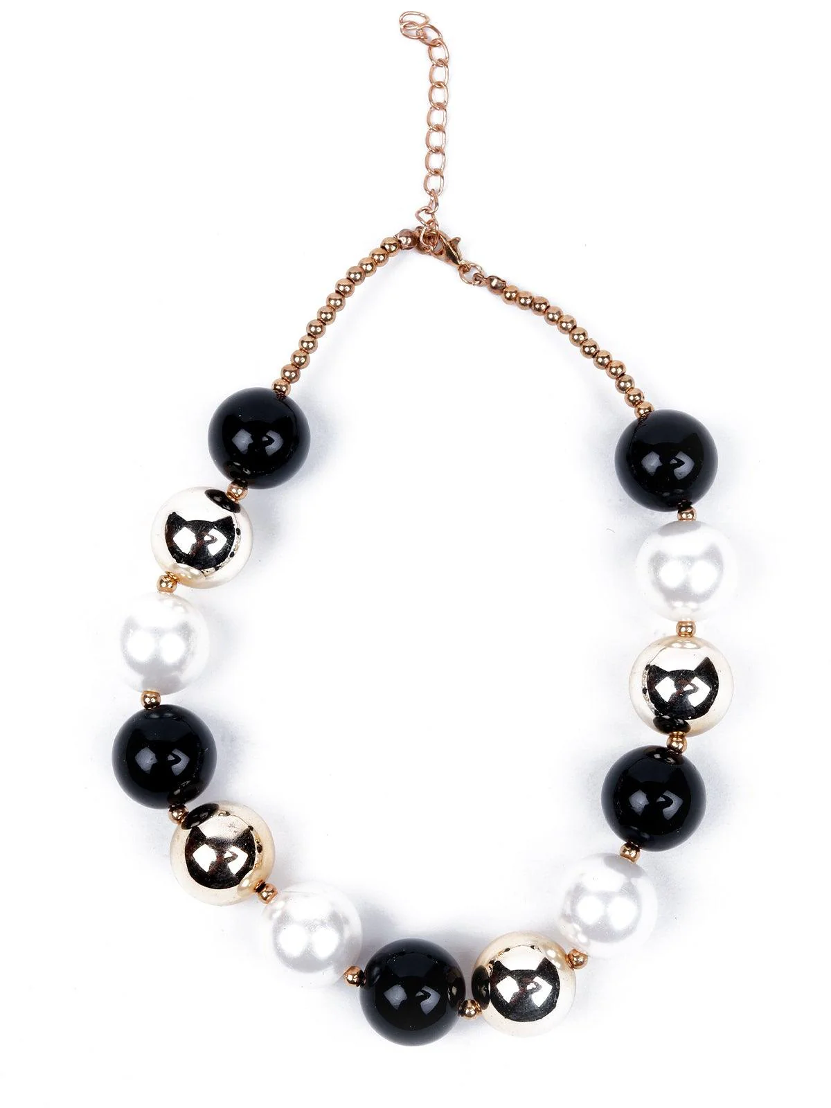 Odette Women Black White And Silver Metal Necklace - Image 3