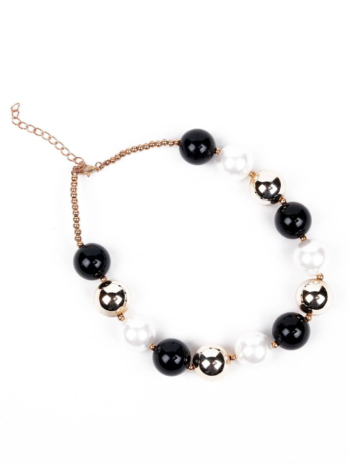 Odette Women Black White And Silver Metal Necklace - Image 4