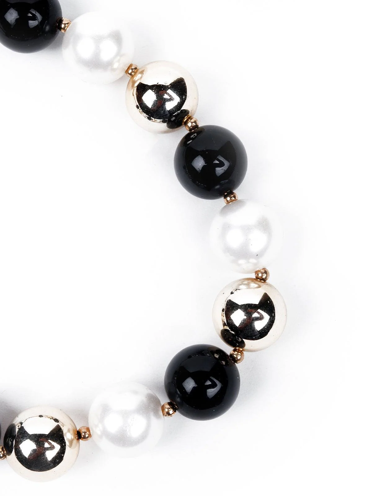 Odette Women Black White And Silver Metal Necklace - Image 5