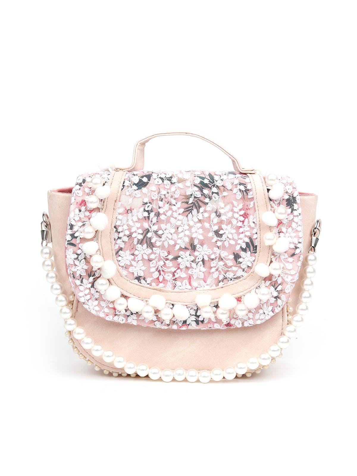 Odette Women Impressive Beige Embellished Clutch - Image 3