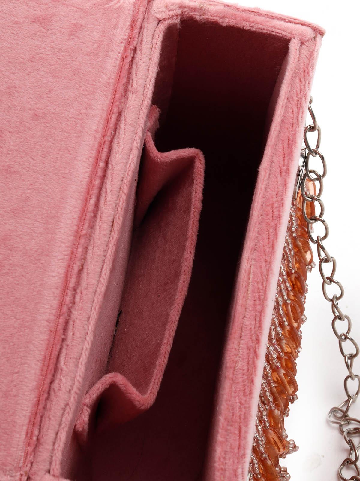 Odette Women Impressive Pink Embellished Clutch - Image 6