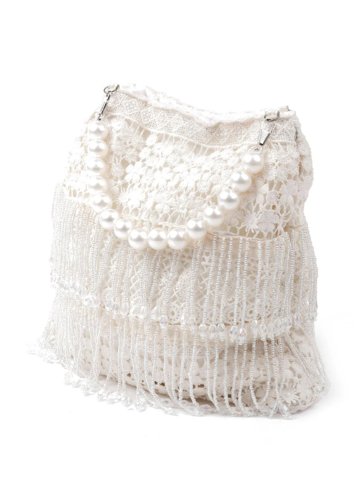 Odette Women Impressive Cream Embellished Potli Bag - Image 4