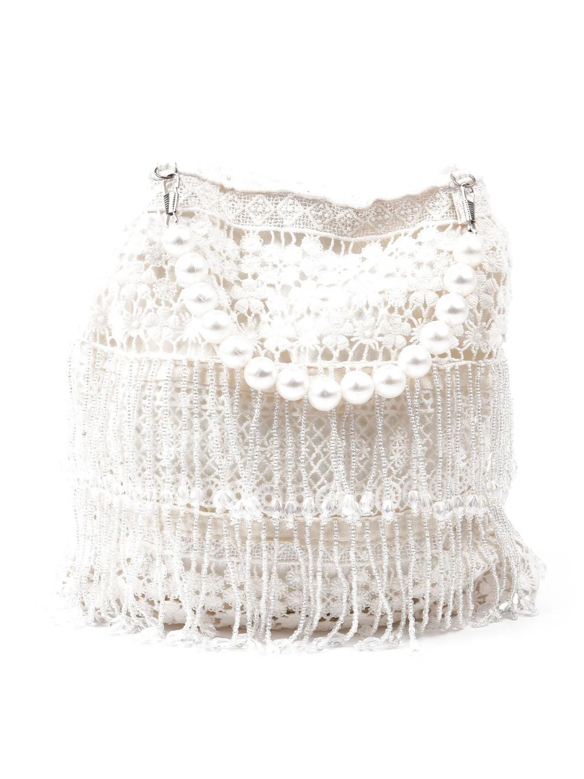 Odette Women Impressive Cream Embellished Potli Bag - Image 5