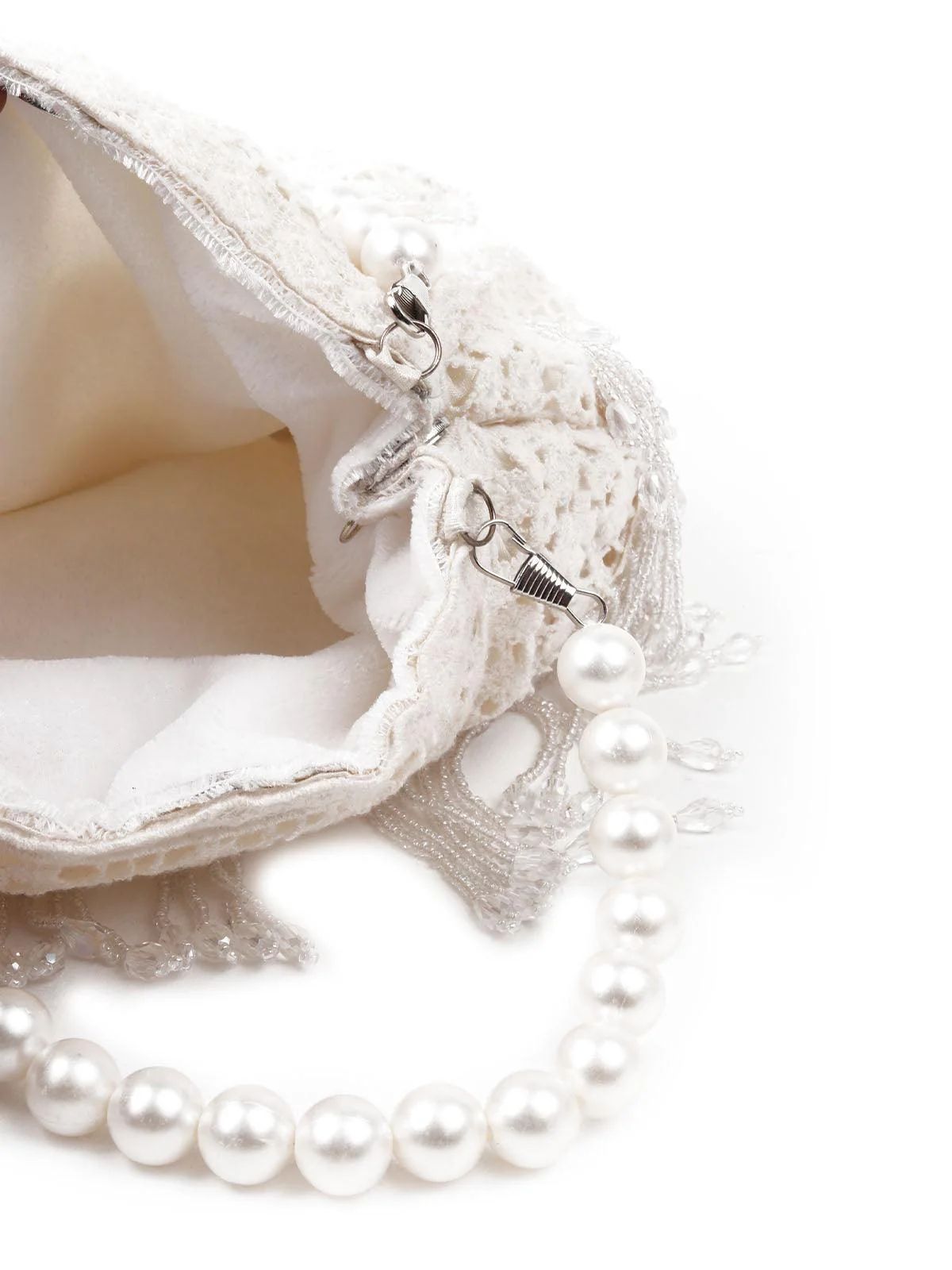 Odette Women Impressive Cream Embellished Potli Bag - Image 6