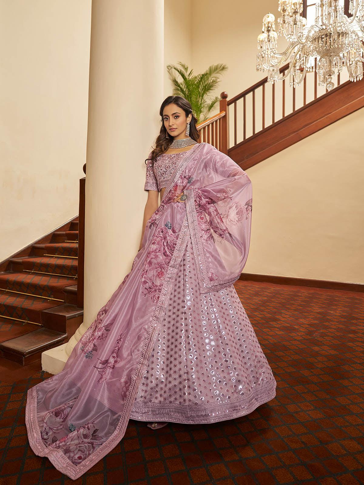 Odette Women Impressive Dusty Pink Art Silk Semi Stitched Lehenga With  Unstitched Blouse - Image 2