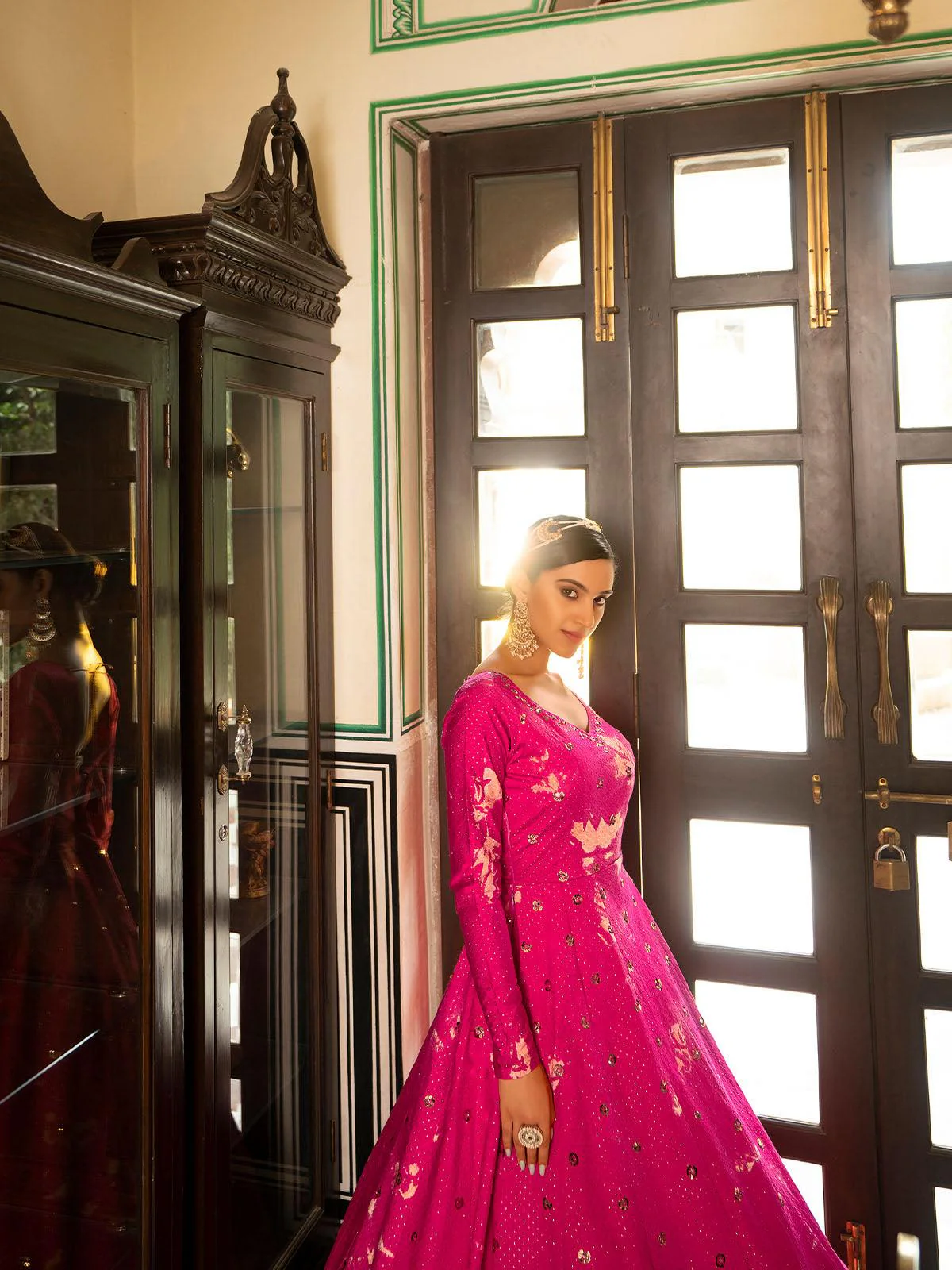 Odette Women Impressive Fuschia Cotton Semi Stitched Anarkali - Image 5