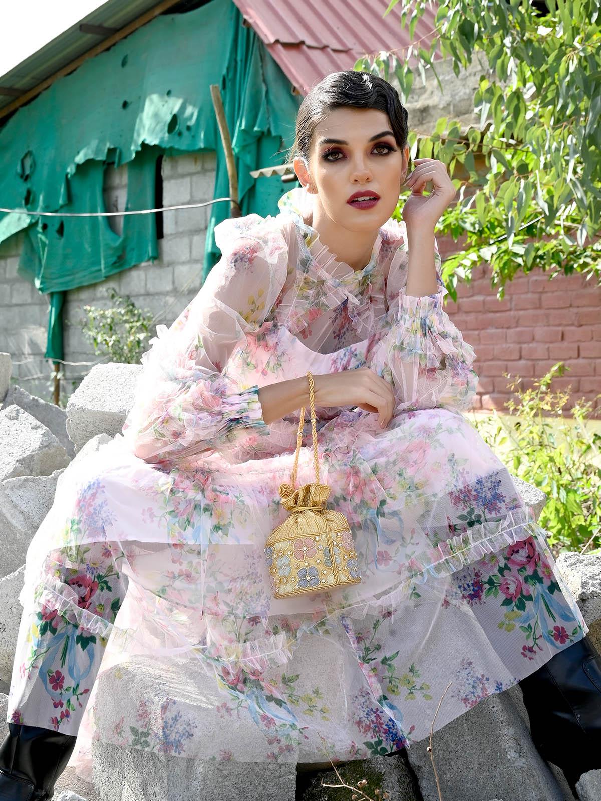 Odette Women Impressive Multi Colored Embroidered Potli - Image 2