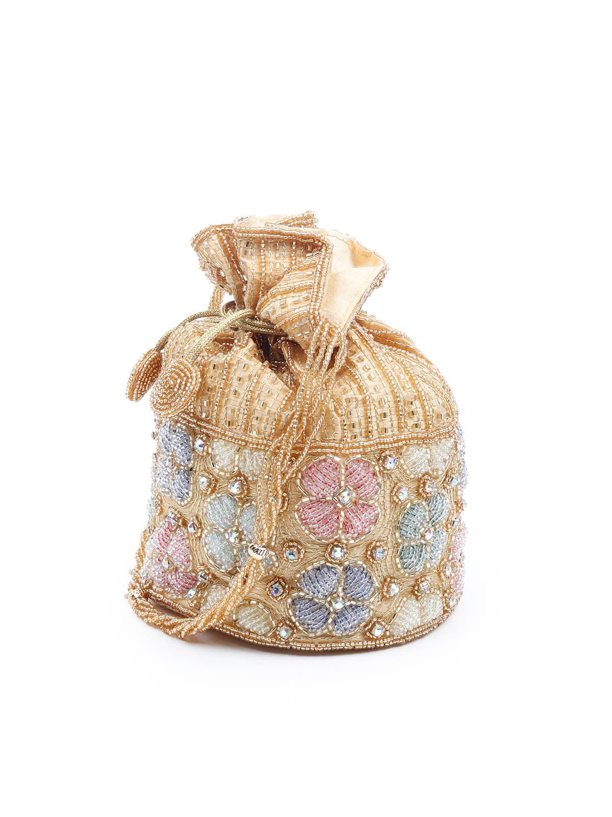 Odette Women Impressive Multi Colored Embroidered Potli - Image 4