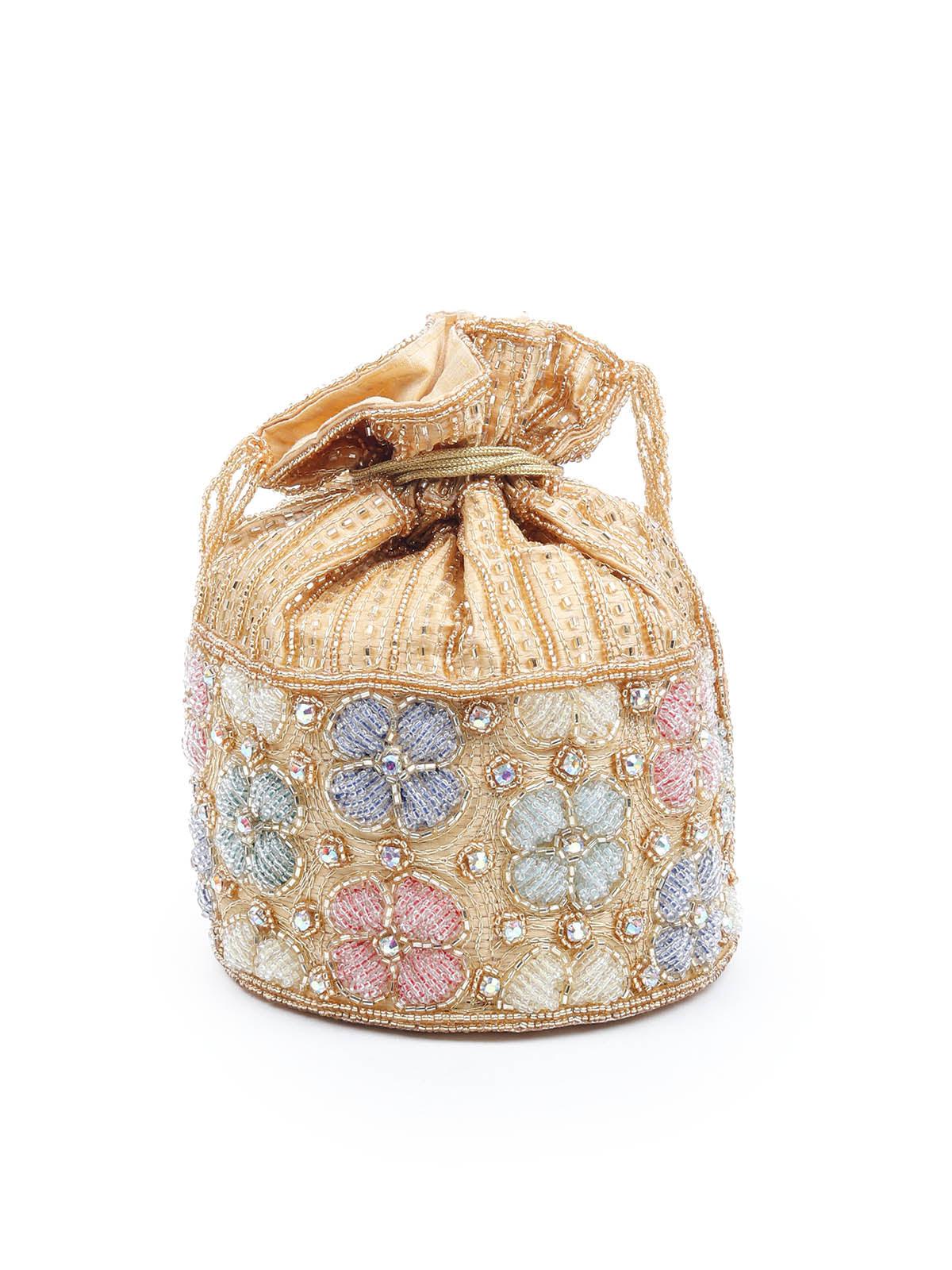 Odette Women Impressive Multi Colored Embroidered Potli - Image 5