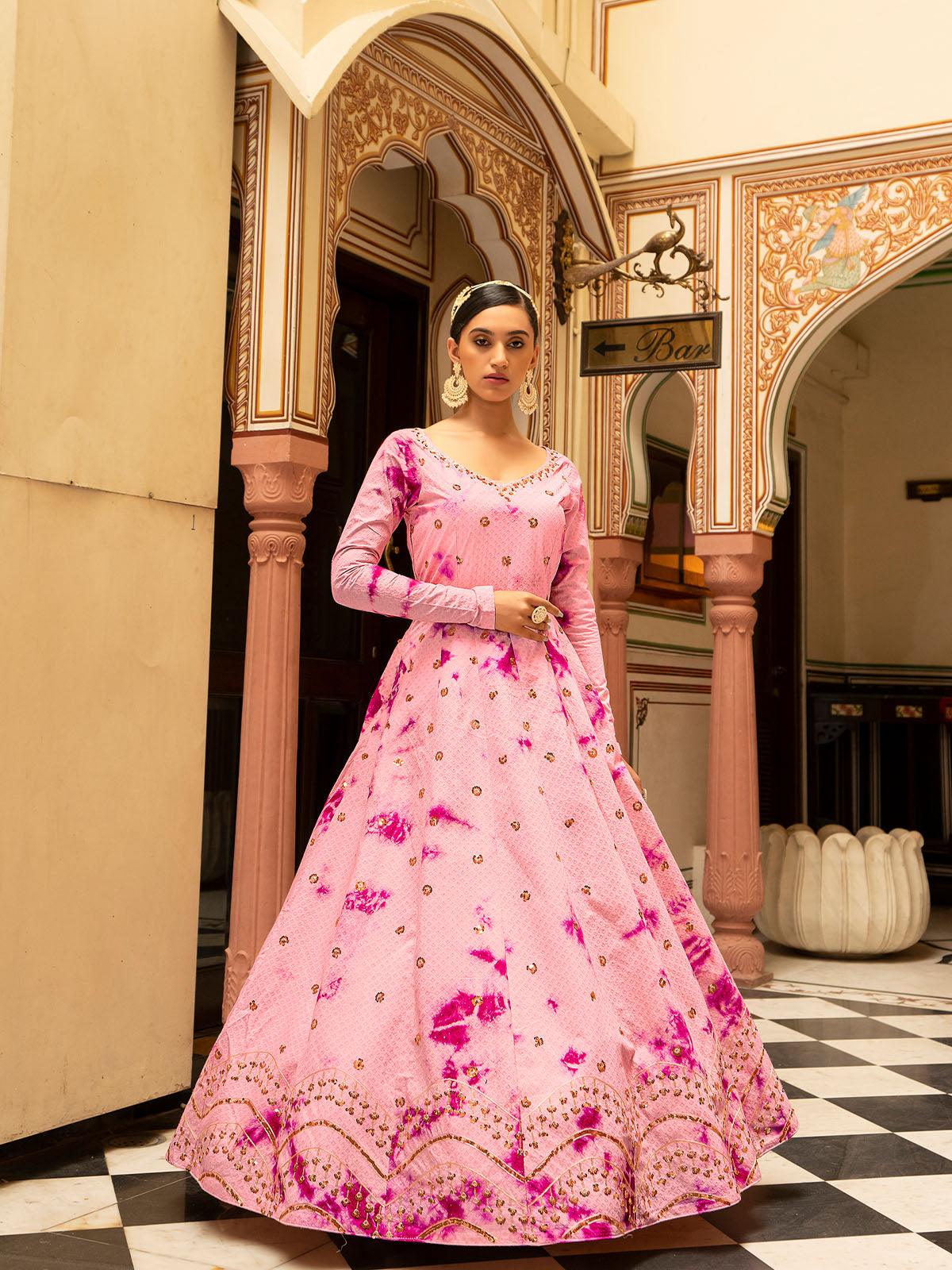 Odette Women Impressive Pink Cotton Semi Stitched Anarkali - Image 3