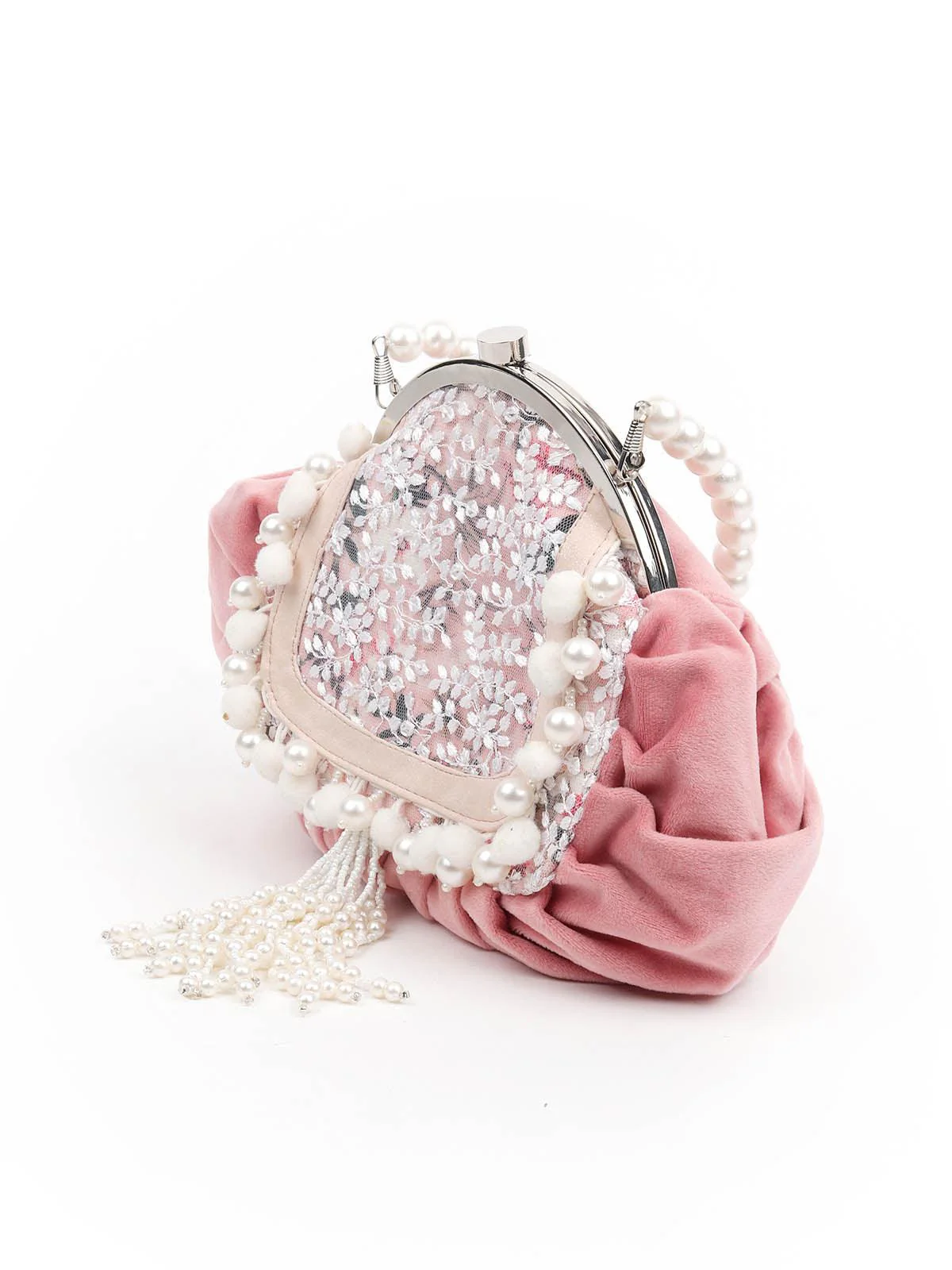 Odette Women Impressive Pink Embellished Batua - Image 4