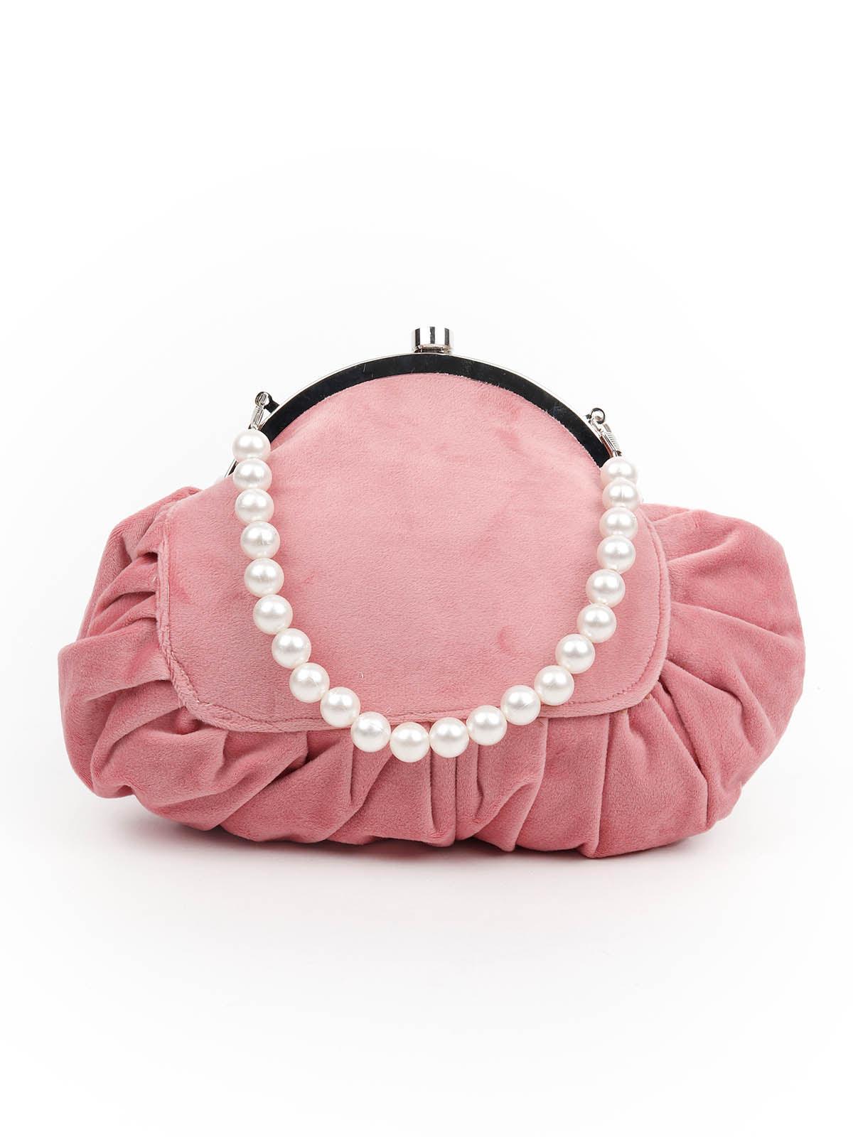 Odette Women Impressive Pink Embellished Batua - Image 5