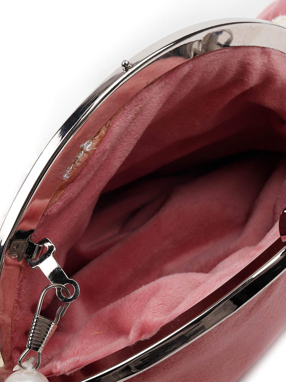 Odette Women Impressive Pink Embellished Batua - Image 6