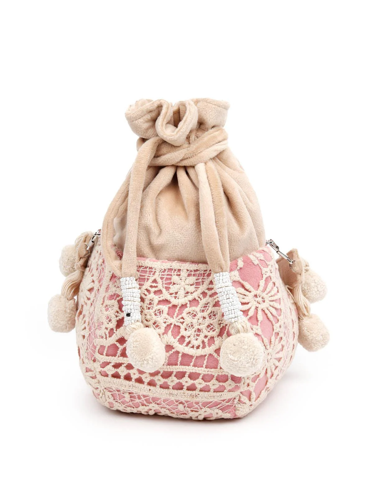 Odette Women Impressive Pink Embroidered Potli Bag - Image 5