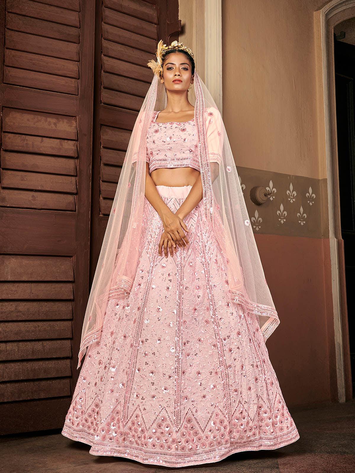 Odette Women Impressive Pink Georgette Semi Stitched Lehenga With  Unstitched Blouse - Image 2