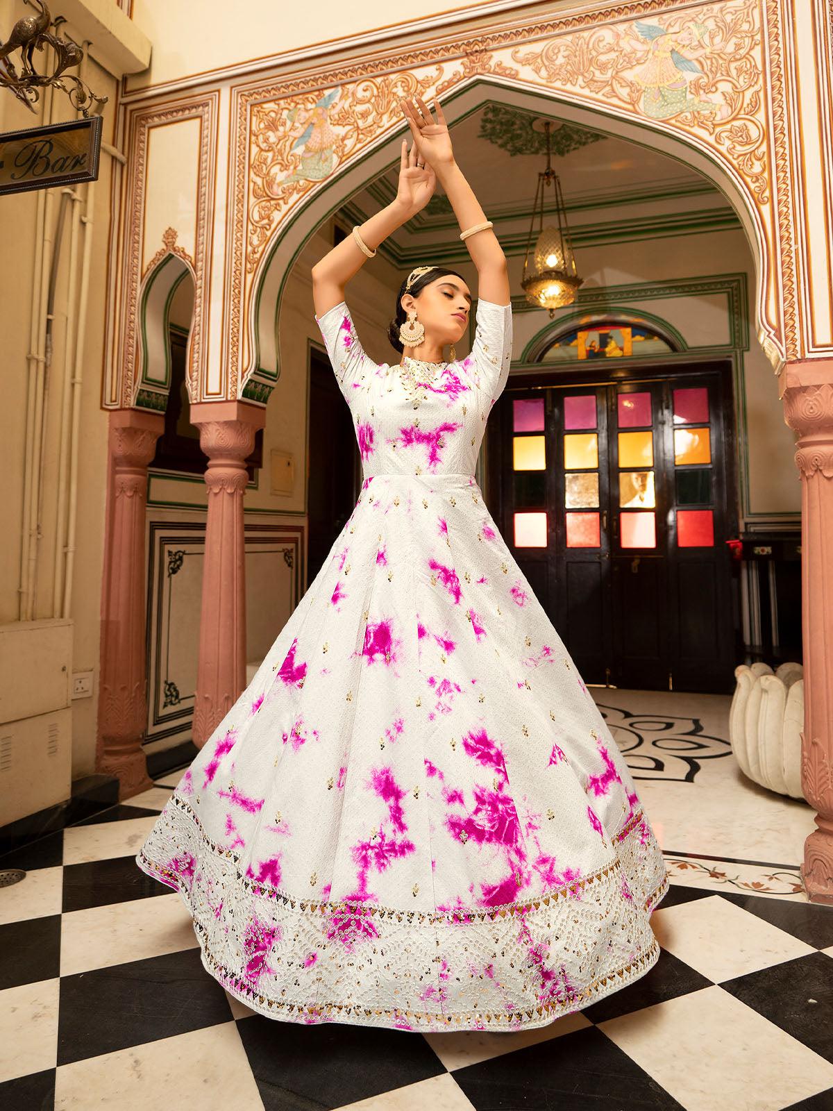 Odette Women Impressive White Cotton Semi Stitched Anarkali - Image 2