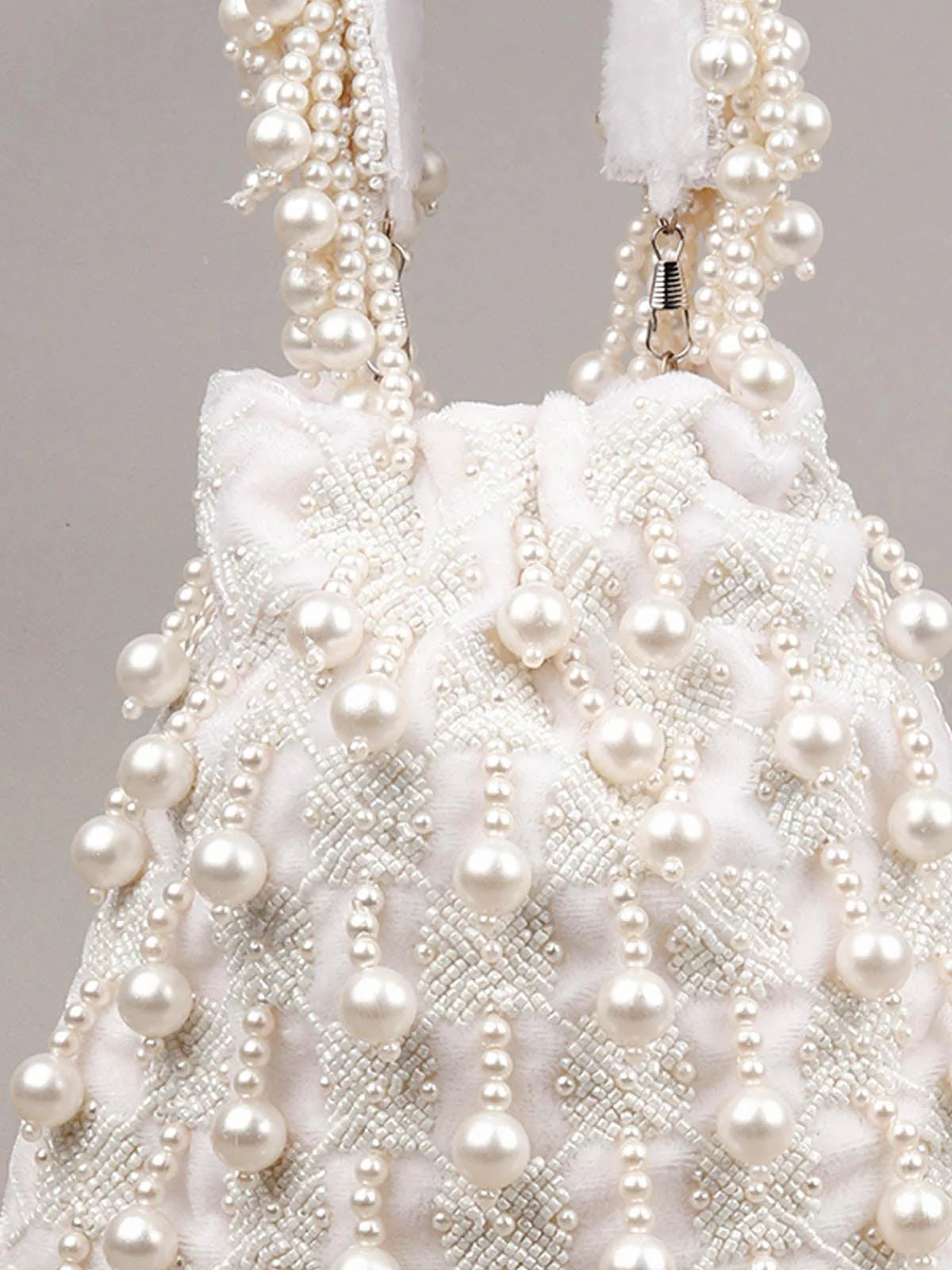 Odette Women Impressive White Embellished Potli - Image 5