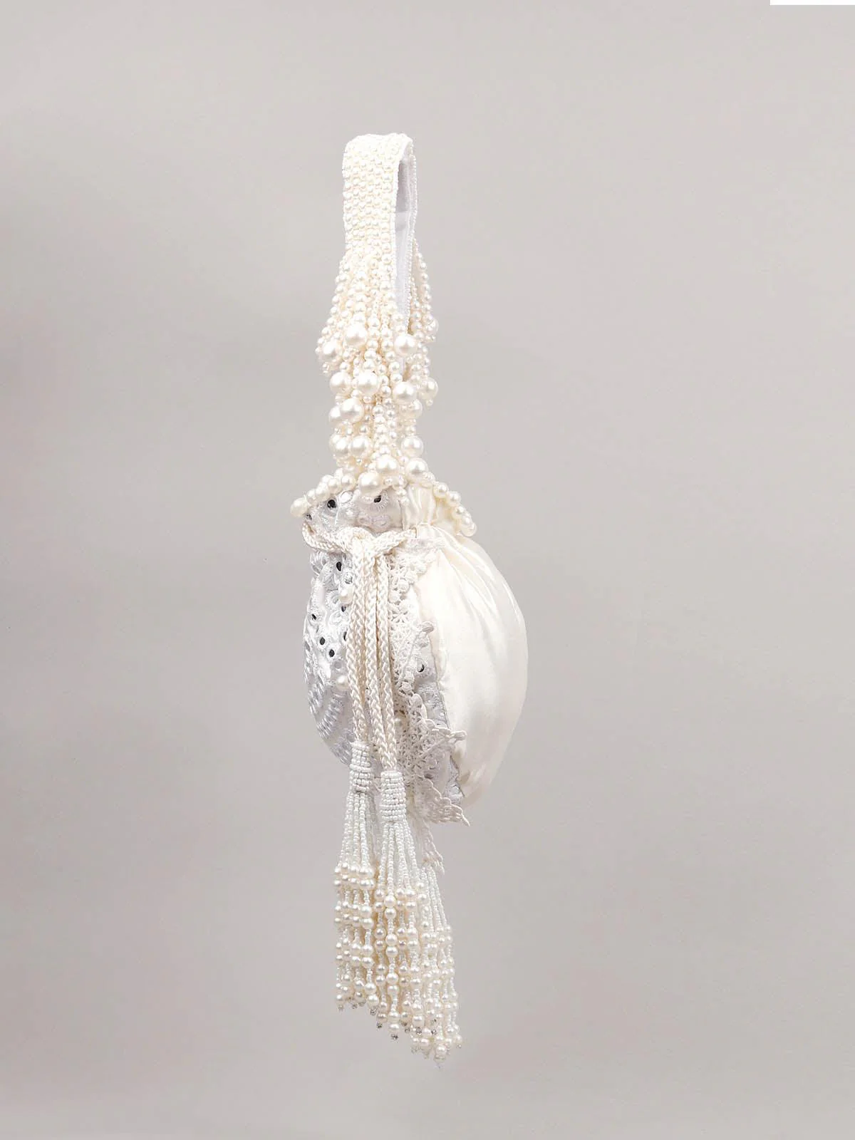 Odette Women Impressive White Embellished Potli Bag - Image 4