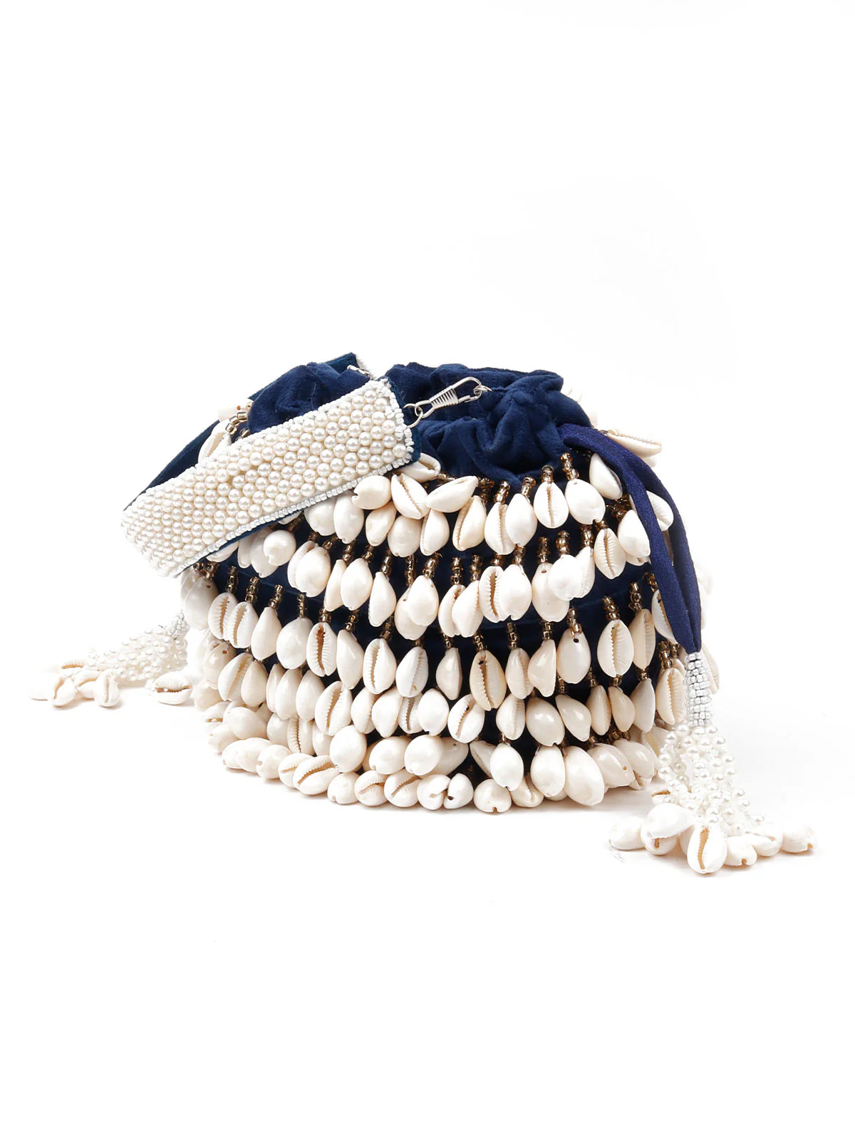 Odette Women Indigo Embellished Potli Bag - Image 4