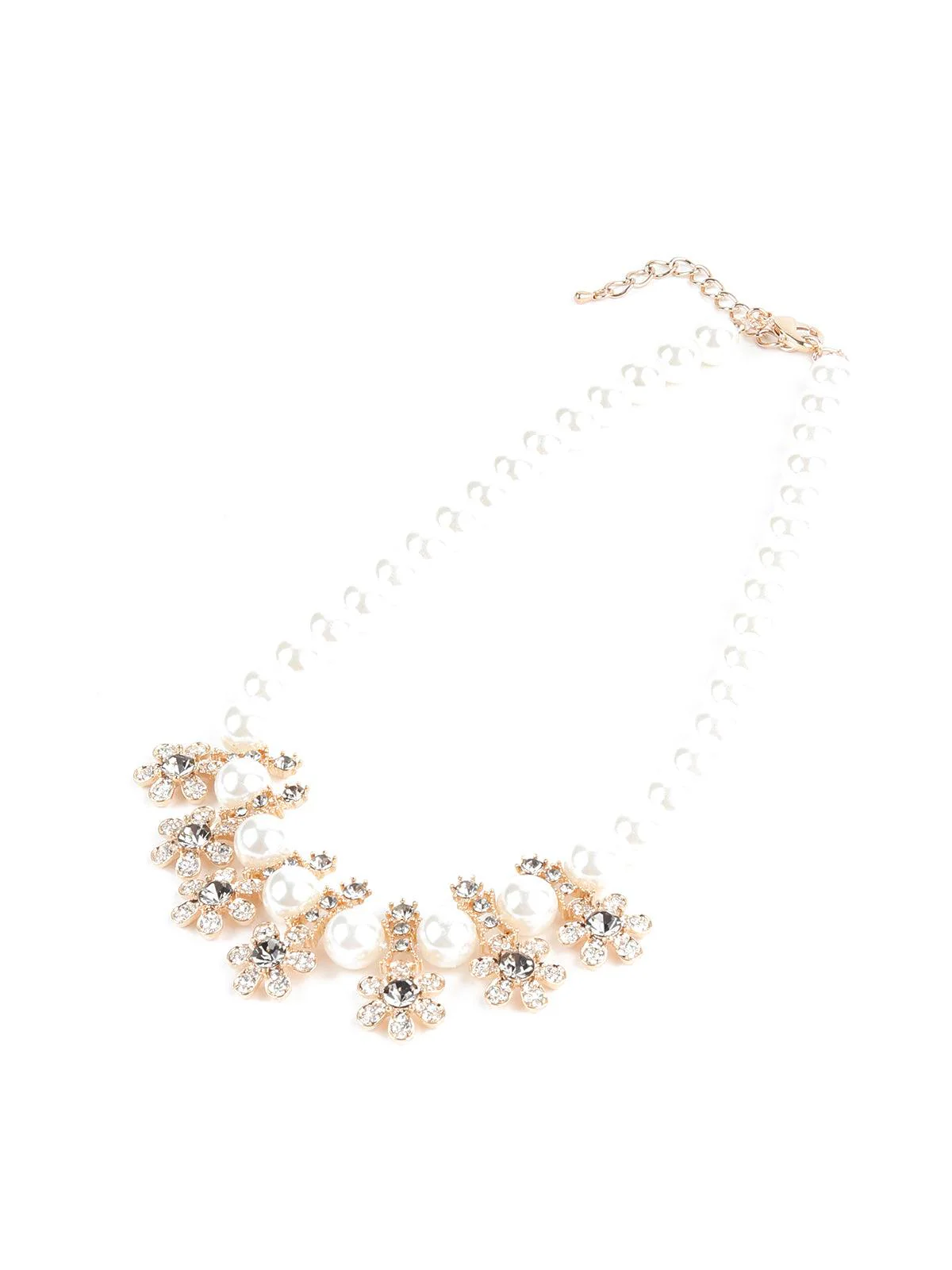 Odette Women Isa Floral Crystal And Pearl Neckpiece - Image 4