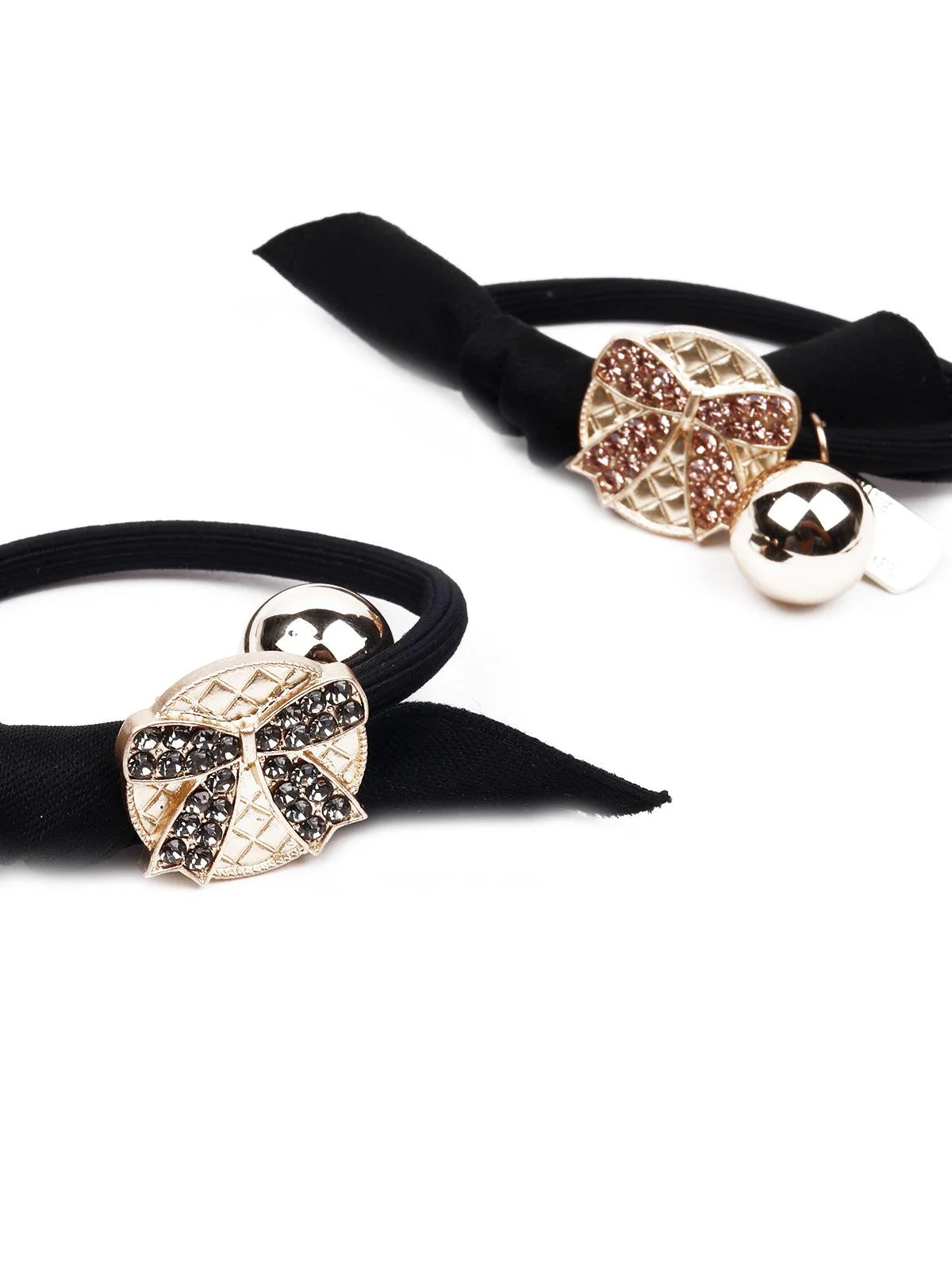 Odette Women Black Elastic Rubber Band -2 Piece - Image 4