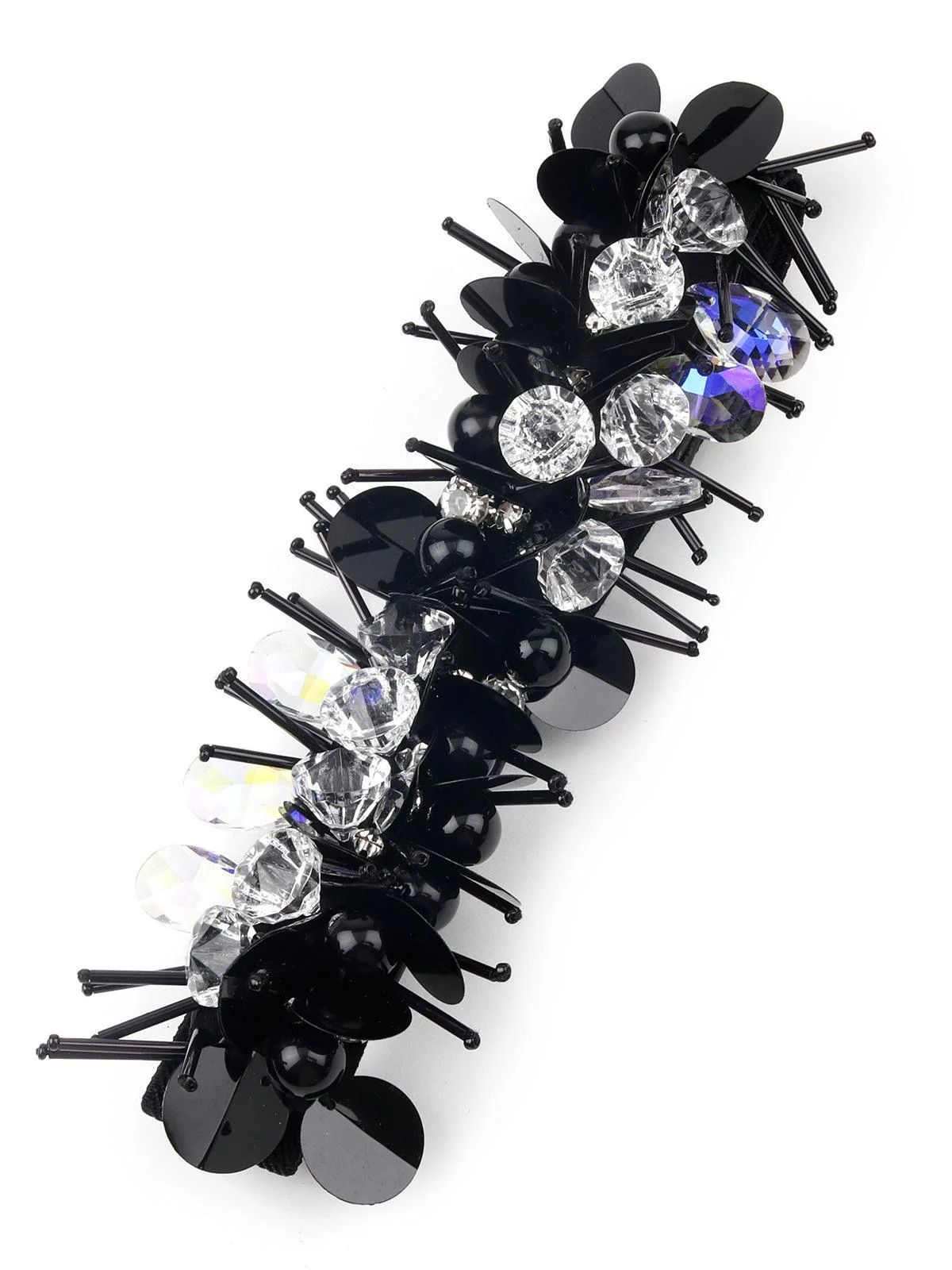 Odette Women Jet Black Stunning Embellished Waist Belt - Image 3