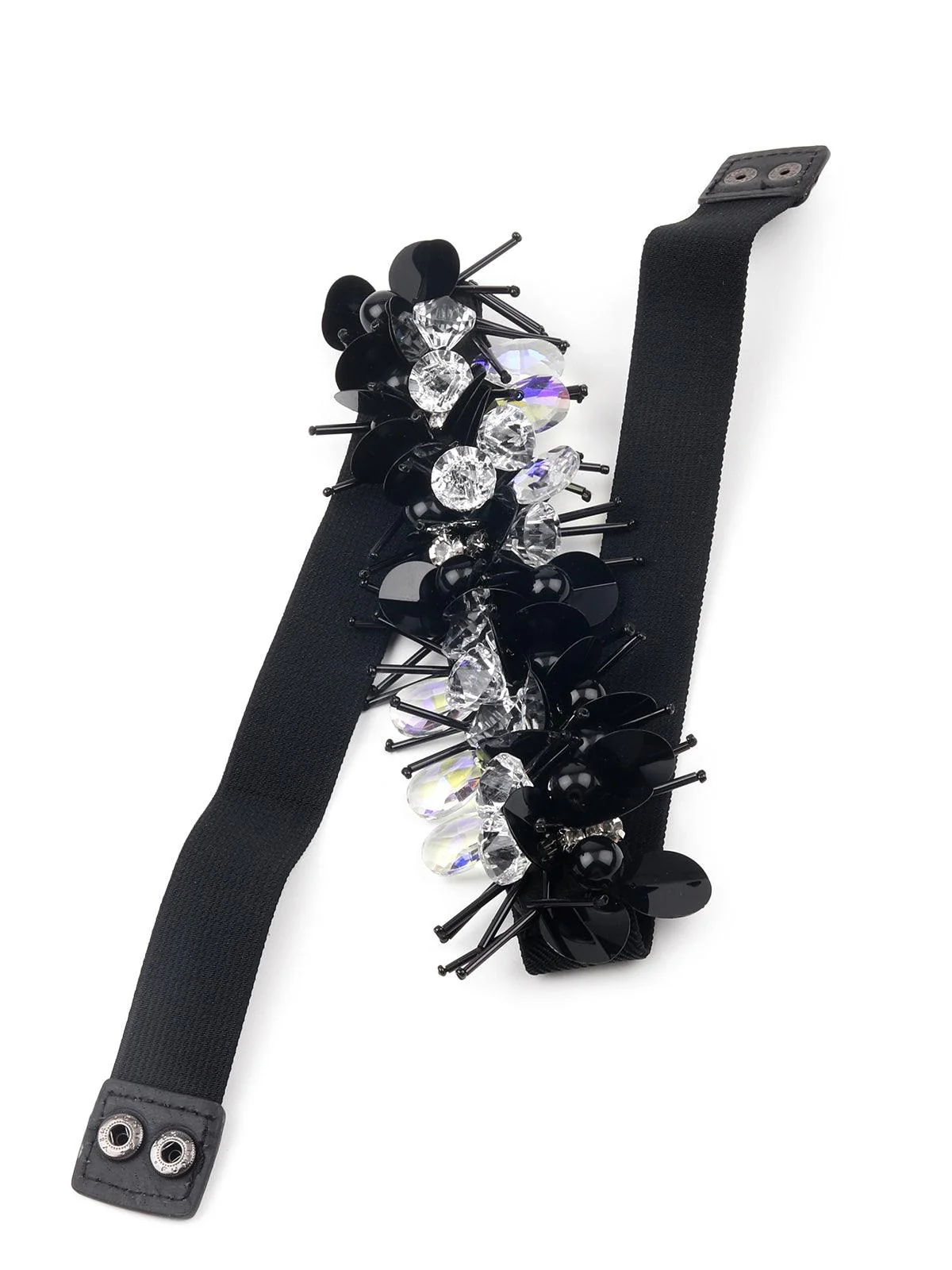 Odette Women Jet Black Stunning Embellished Waist Belt - Image 4