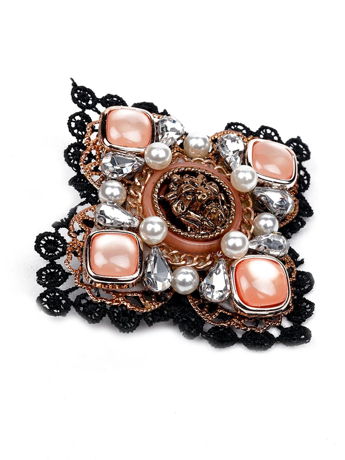 Odette Women Black Velvet Metal Brooch - Image 4