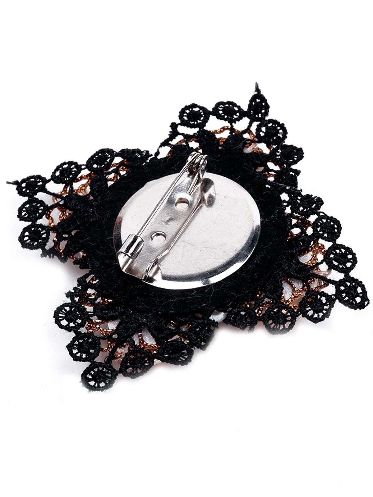 Odette Women Black Velvet Metal Brooch - Image 6