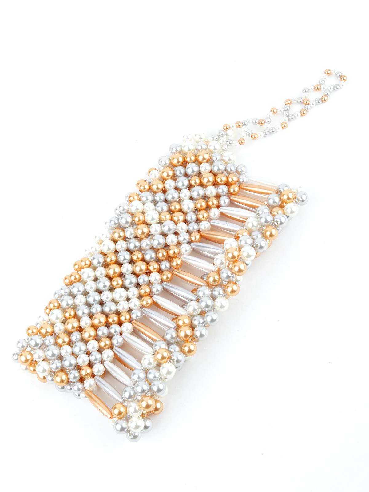 Odette Women Jumana White And Gold Pearl Chunky Neckpiece - Image 5