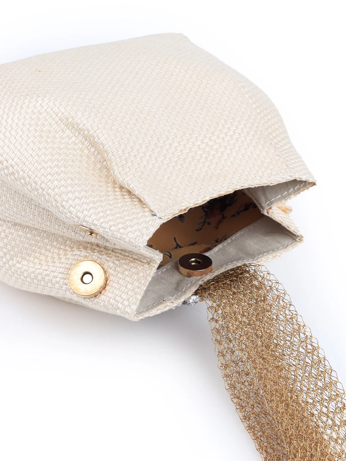 Odette Women Jute With Golden Centre Strap Batuas - Image 3