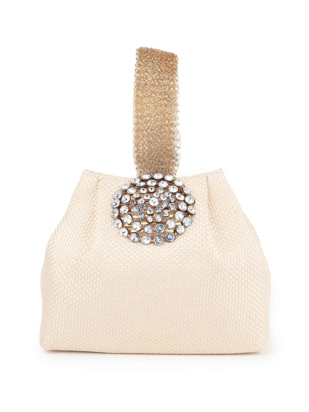 Odette Women Jute With Golden Centre Strap Batuas - Image 4