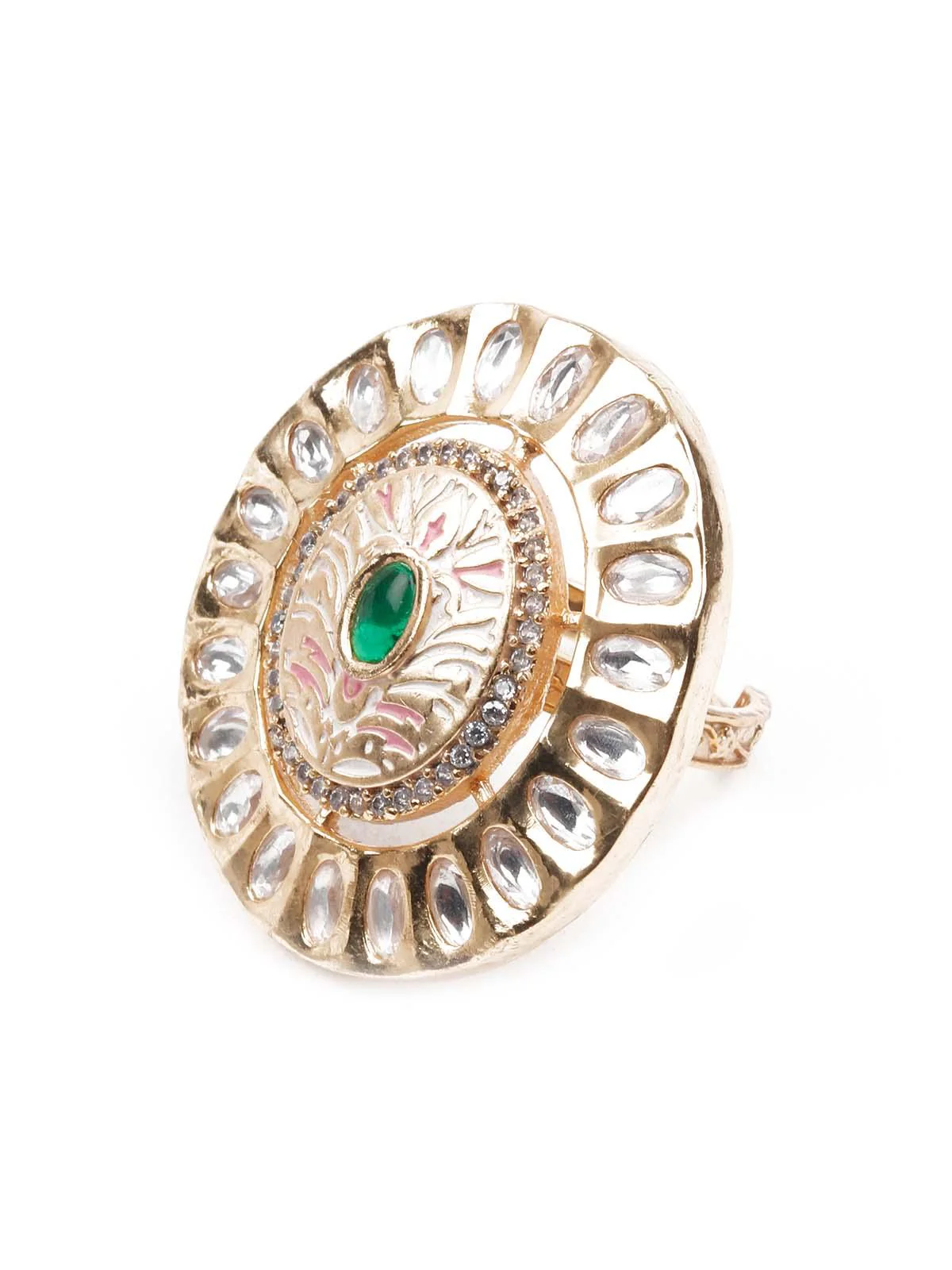 Odette Women Kundan Embellished Finger Ring - Image 4