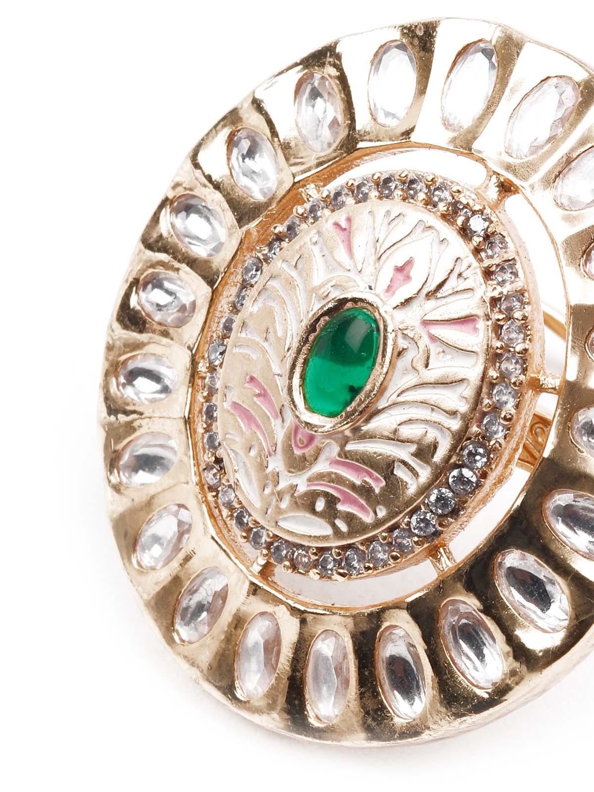 Odette Women Kundan Embellished Finger Ring - Image 6