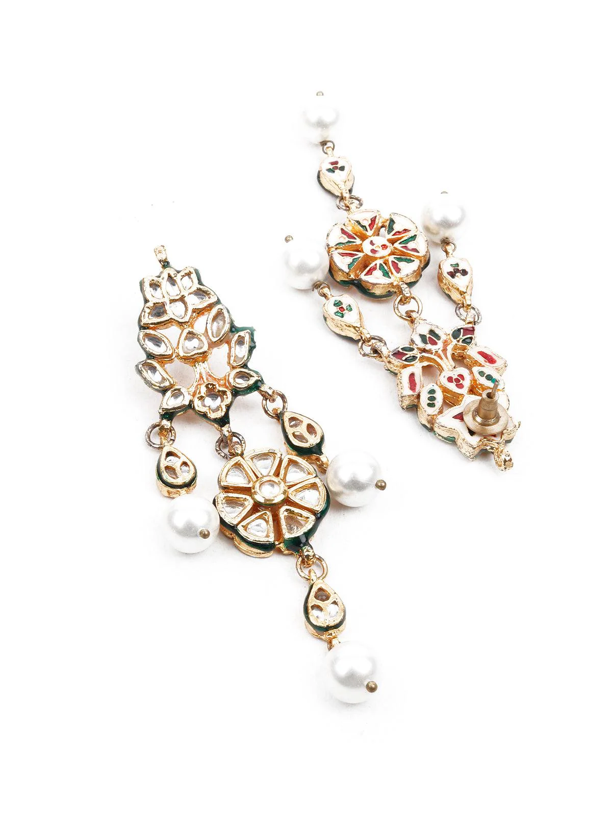 Odette Women Kundan Studded Dangle Earrings - Image 3