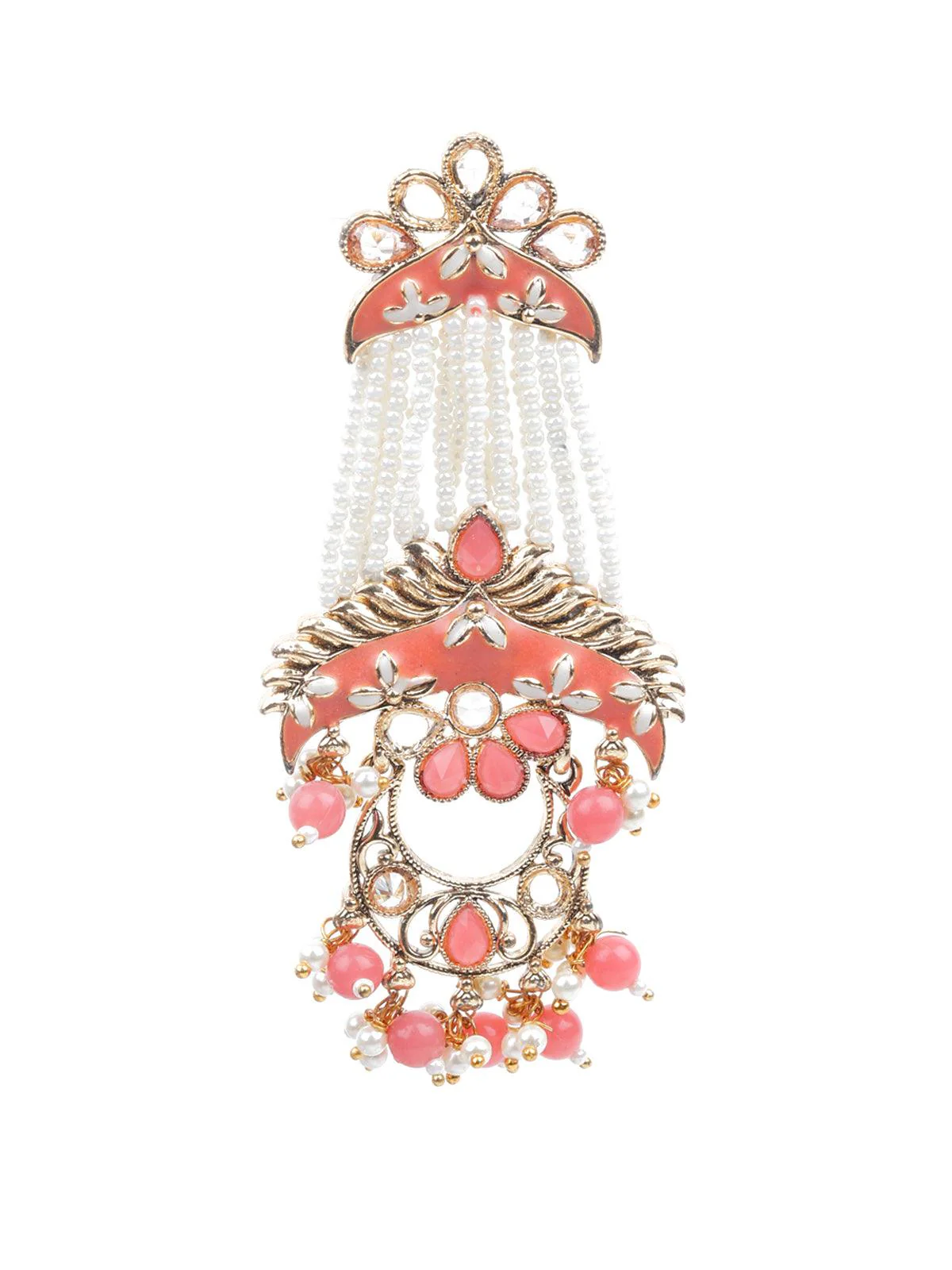 Odette Women Kundan Studded Meenakari Dangle Earrings - Image 2