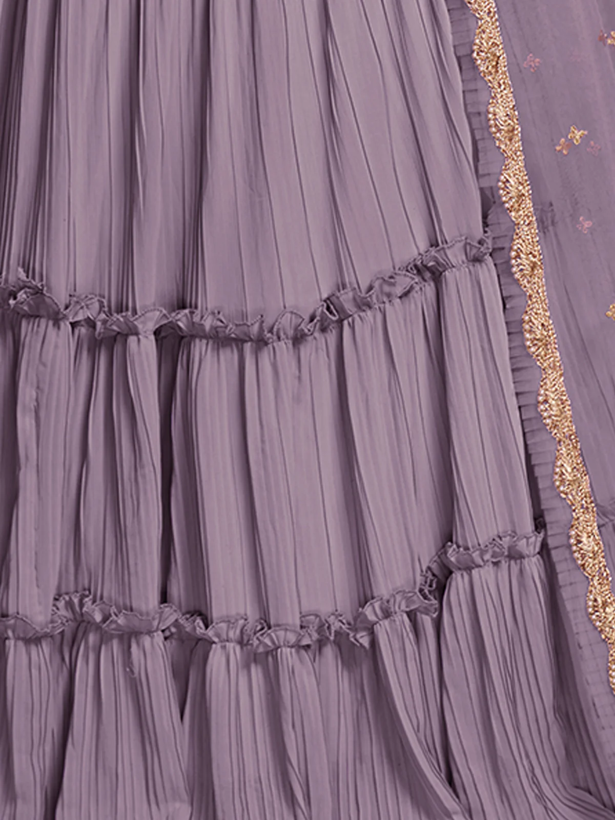Odette Women Lavender Faux Georgette Semi Stitched Lehenga Choli - Image 5