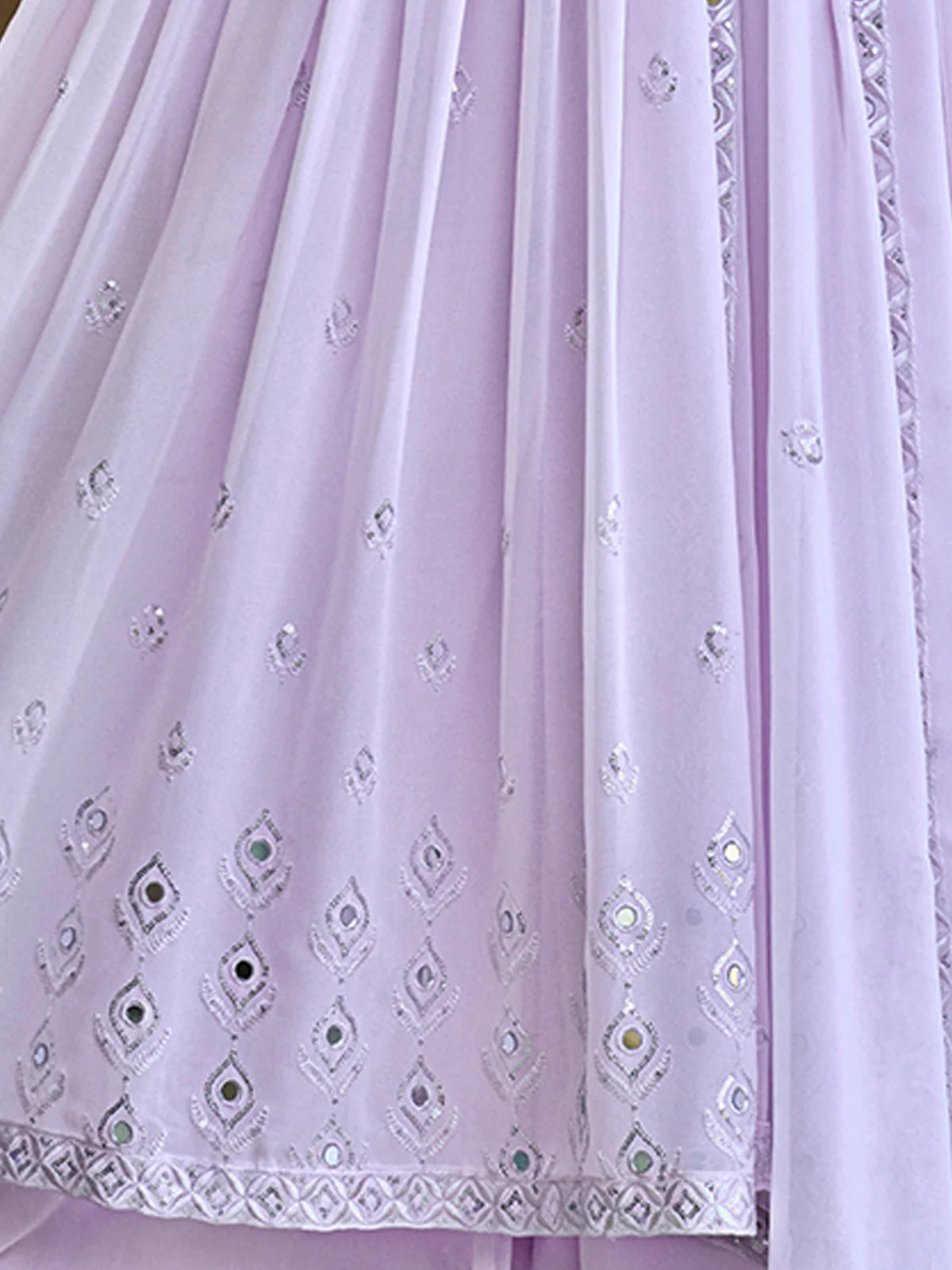 Odette Women Lavendar Georgette Embroidered Semi Stitched Salwar Suit - Image 5