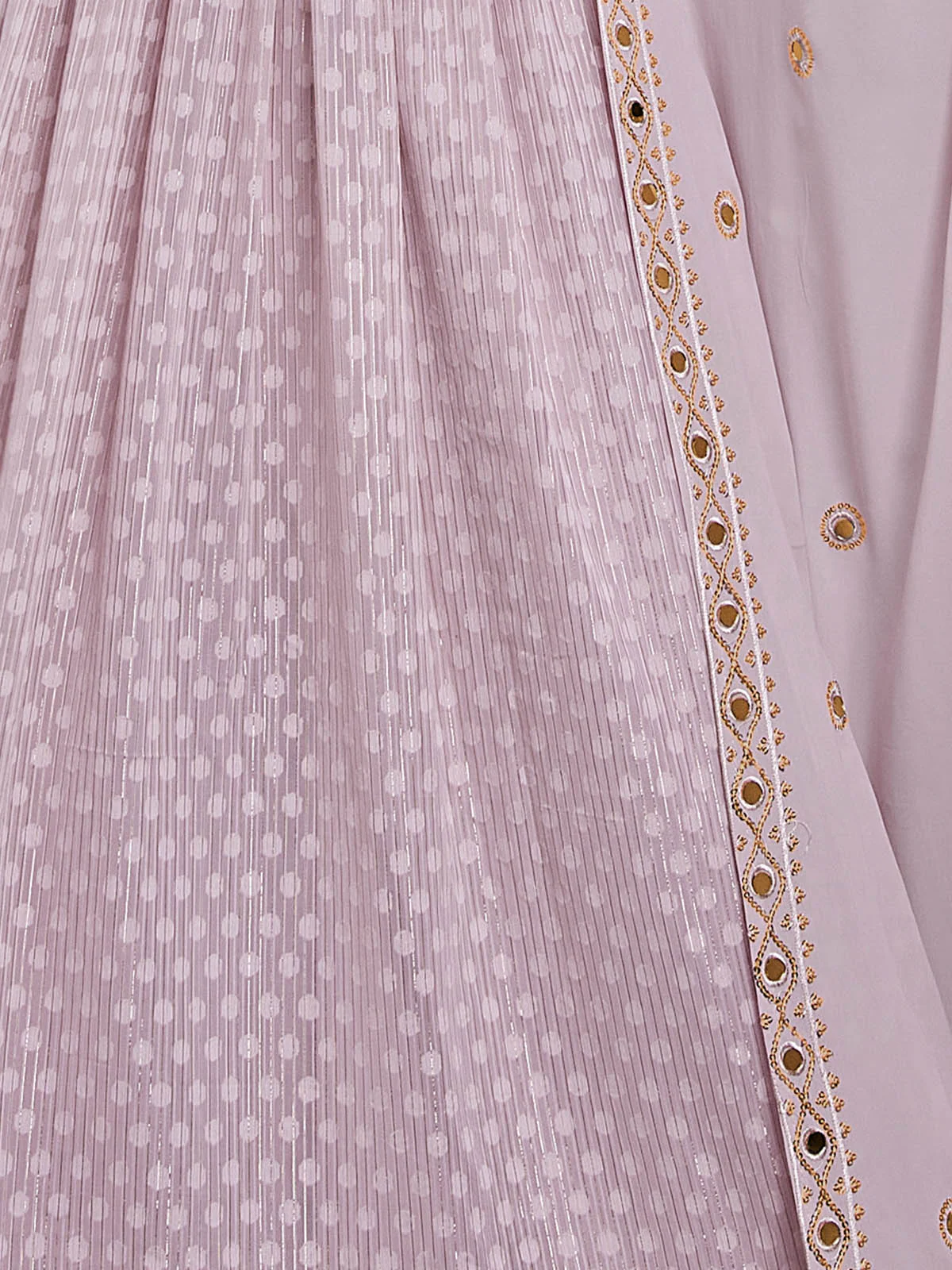 Odette Women Lavender Georgette Embroidered Stitched Salwar Suit - Image 5