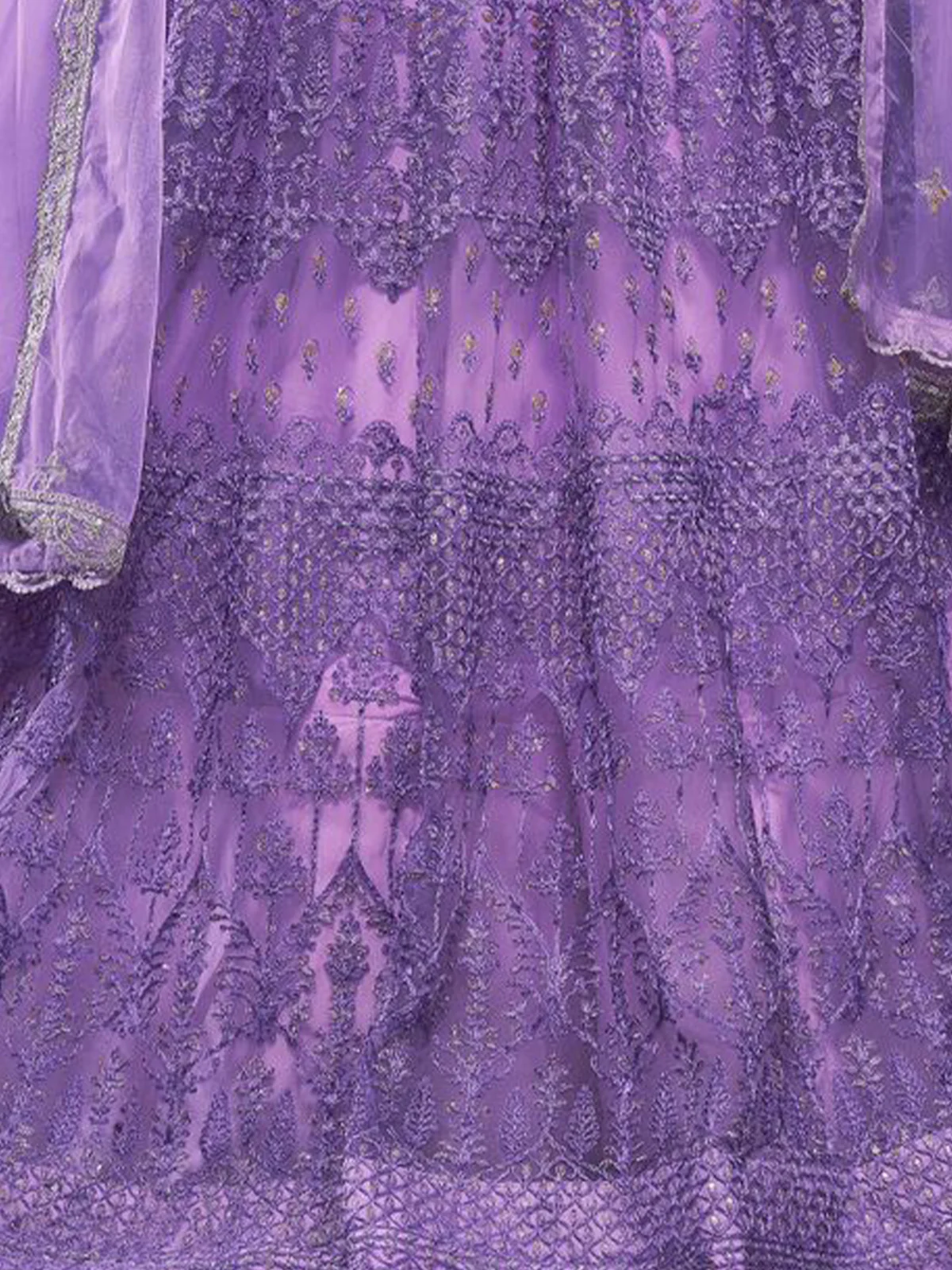 Odette Women Lavender Net Embroidered Semi Stitched Lehenga Choli - Image 7