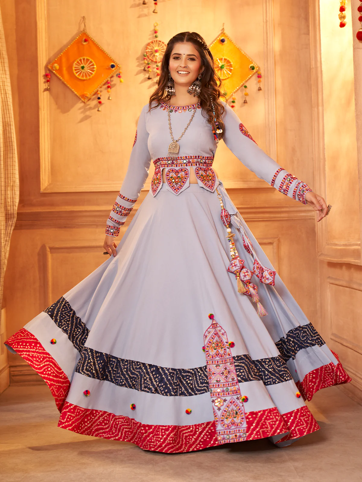 Odette Lavender Viscose Rayon Embroidered Stitched Lehenga Choli For Women - Image 3