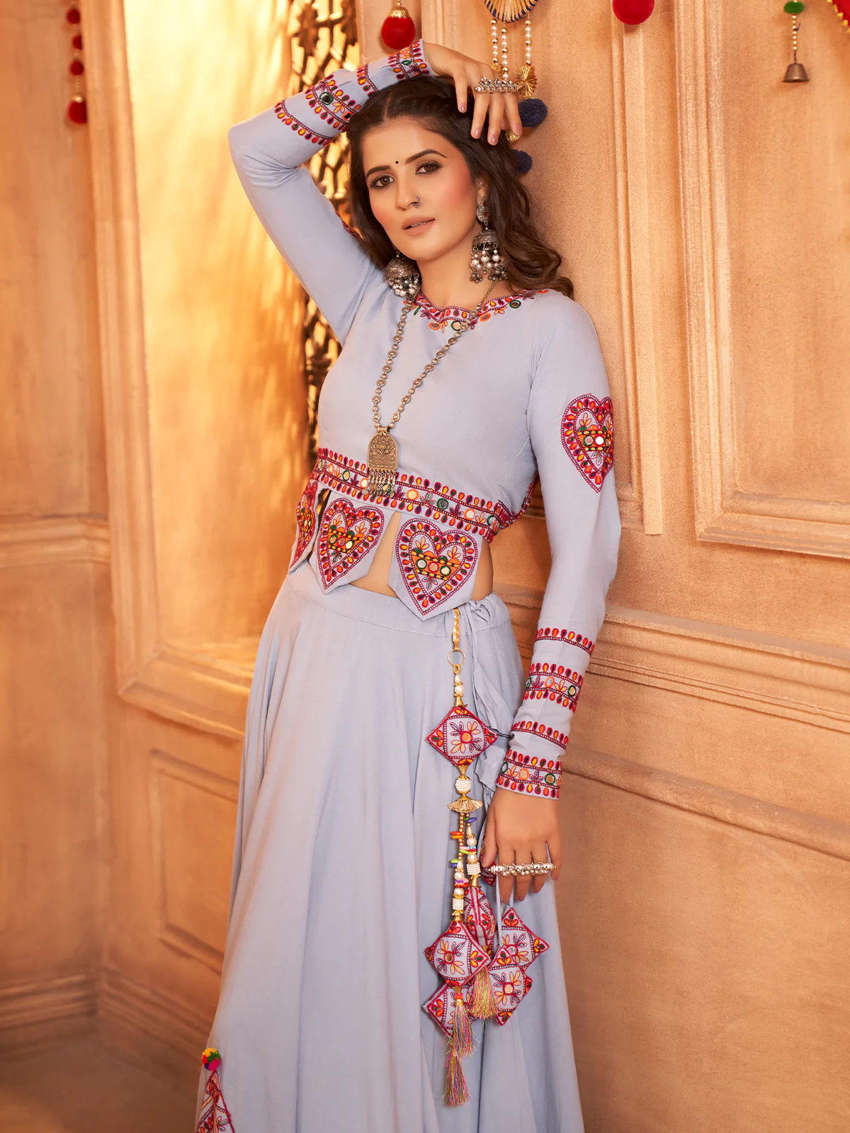 Odette Lavender Viscose Rayon Embroidered Stitched Lehenga Choli For Women - Image 5