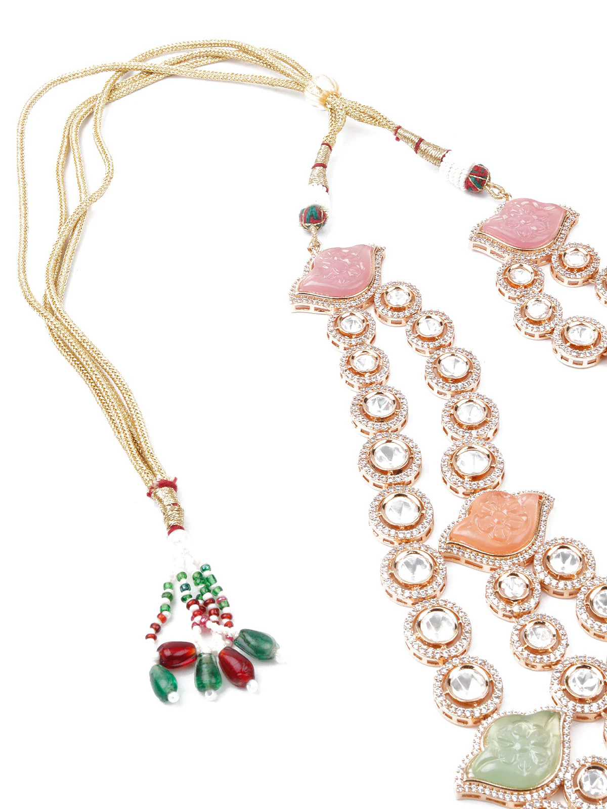 Odette Women Layered Bridal Long Rani Haar Necklace Set - Image 6