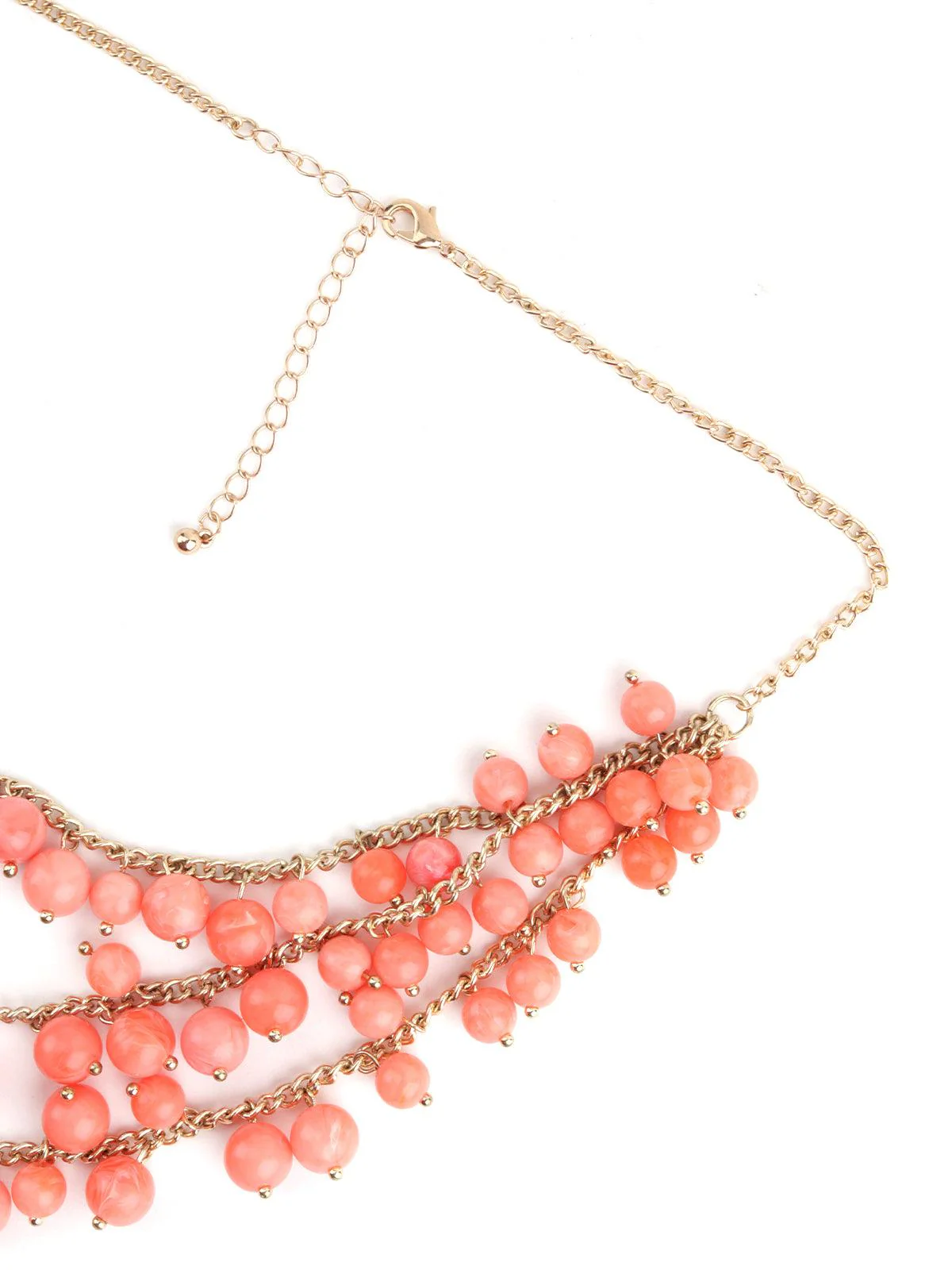 Odette Women Layered Peach Pearl Necklace - Image 4