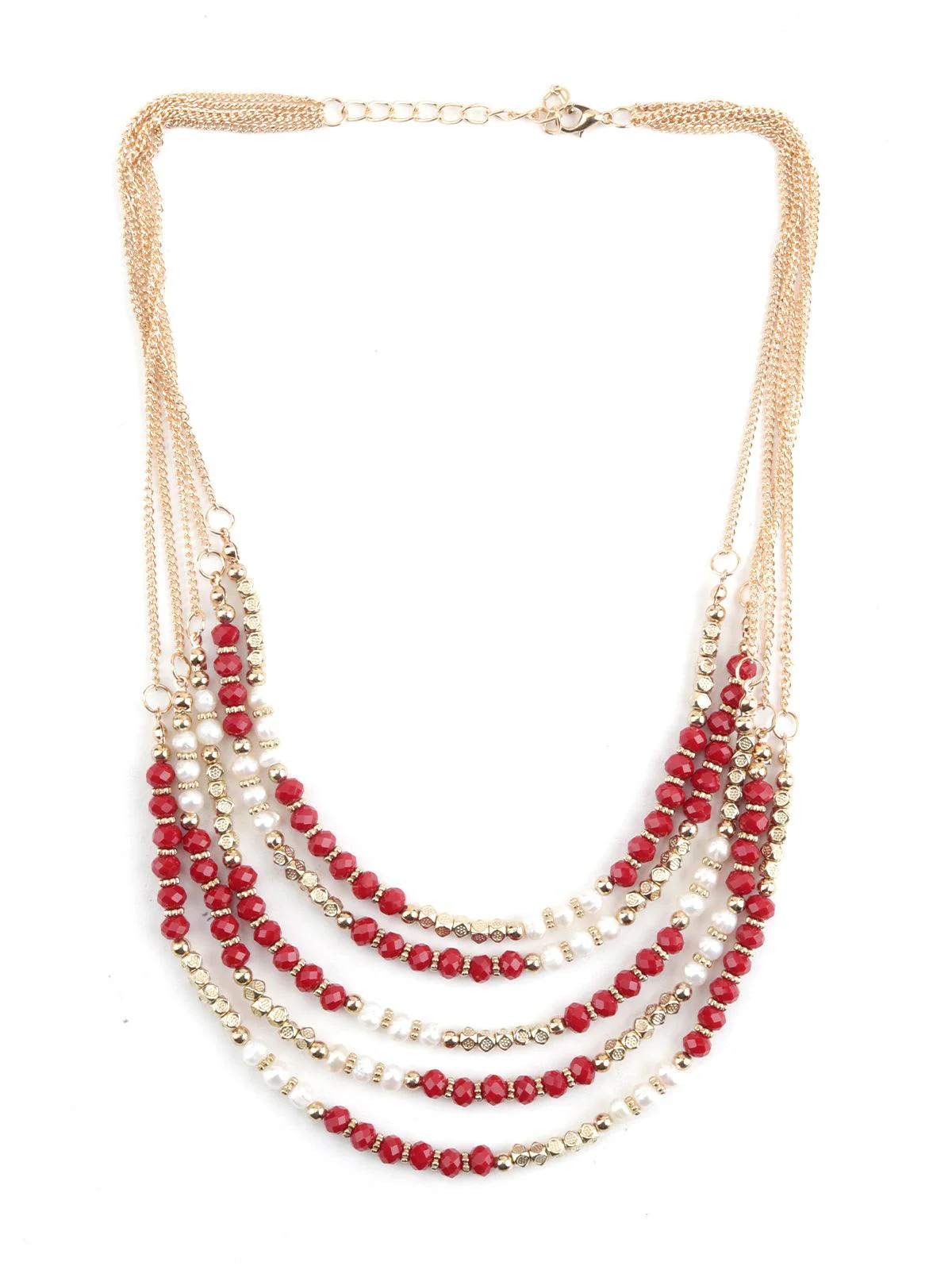 Odette Women Layered Red Crystal Necklace - Image 3