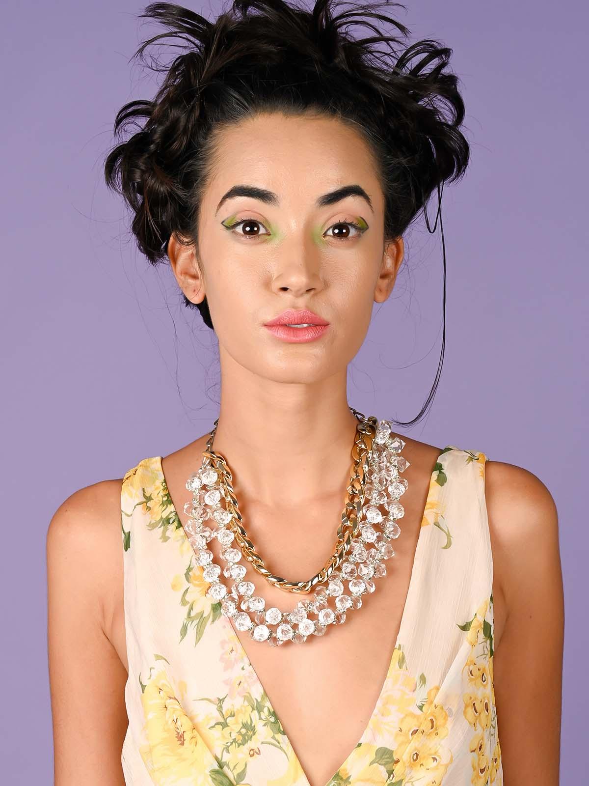 Odette Women Layered White Rose Statement Necklace-New294