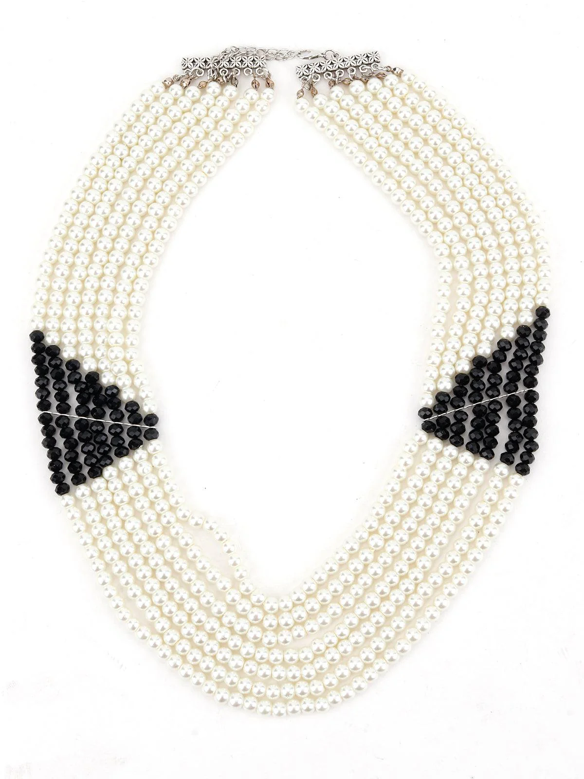 Odette Women Layered White And Azure Black Pearl Bright Necklace - Image 3