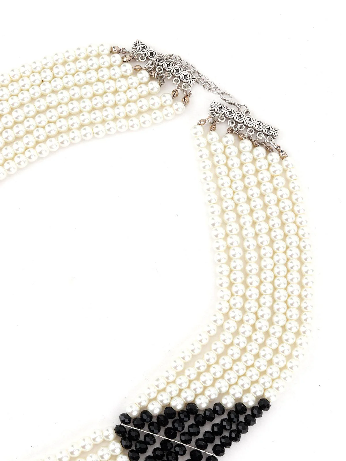 Odette Women Layered White And Azure Black Pearl Bright Necklace - Image 5