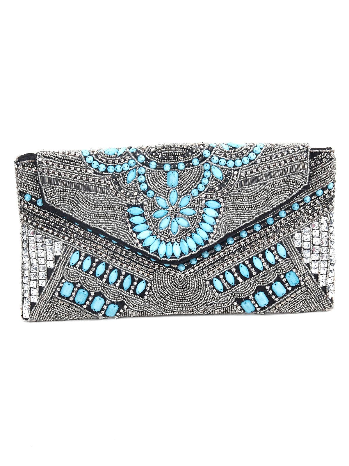 Odette Women Slate Sequin Enriched Envelope Clutch! - Image 3